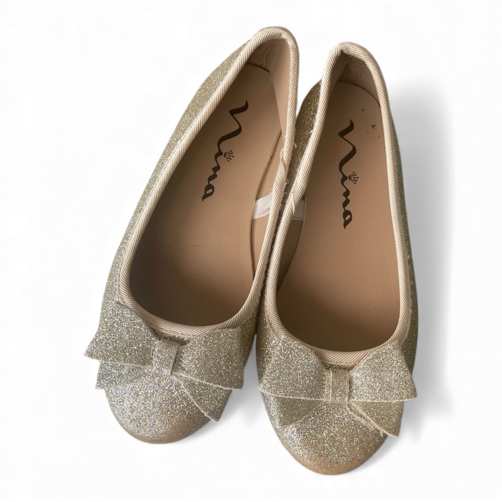 Nina girl's Gold Glitter Ballet Flats - size 13
